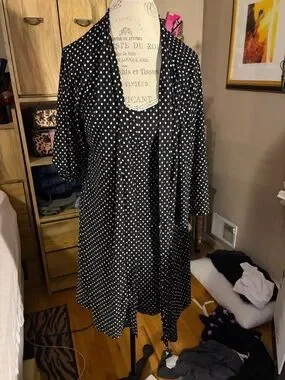 Rene Rofe | Intimates & Sleepwear | Black Polka Dot Belted Robe ...